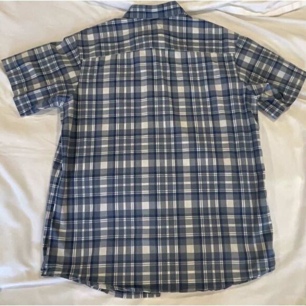 Columbia Shirt Mens Medium Blue Plaid Button Down Short Sleeve - Picture 6 of 9